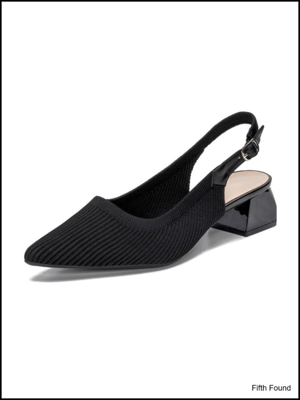 Womens Adjustable Slingback Heels Pointed Toe Block Heel Office Casual